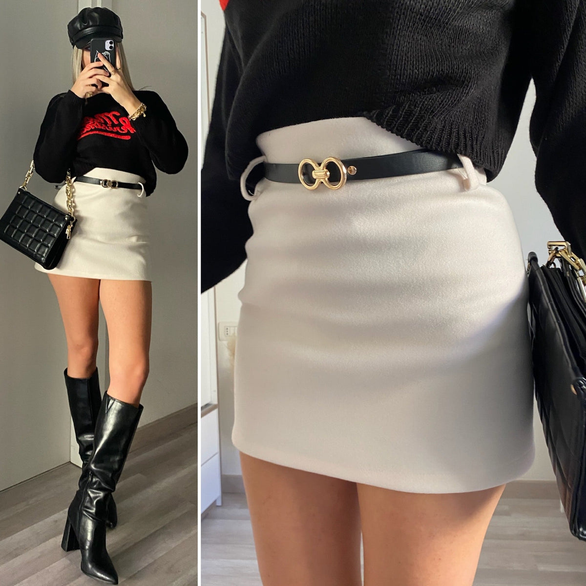 Gonna in tweed bianca