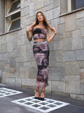 Completo top e gonna in tulle fumè