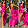 Abito Fuxia con maxi spacco