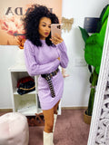 Abito in maglia con trecce e spalline Lilla