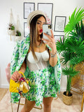 Completo Giacca e Short fiori verdi