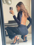 Body in velluto schiena aperta con strass