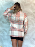 Giacca a quadri Rosa con frange
