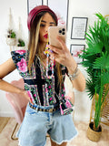 Camicia smanicata con borsetta base Nera