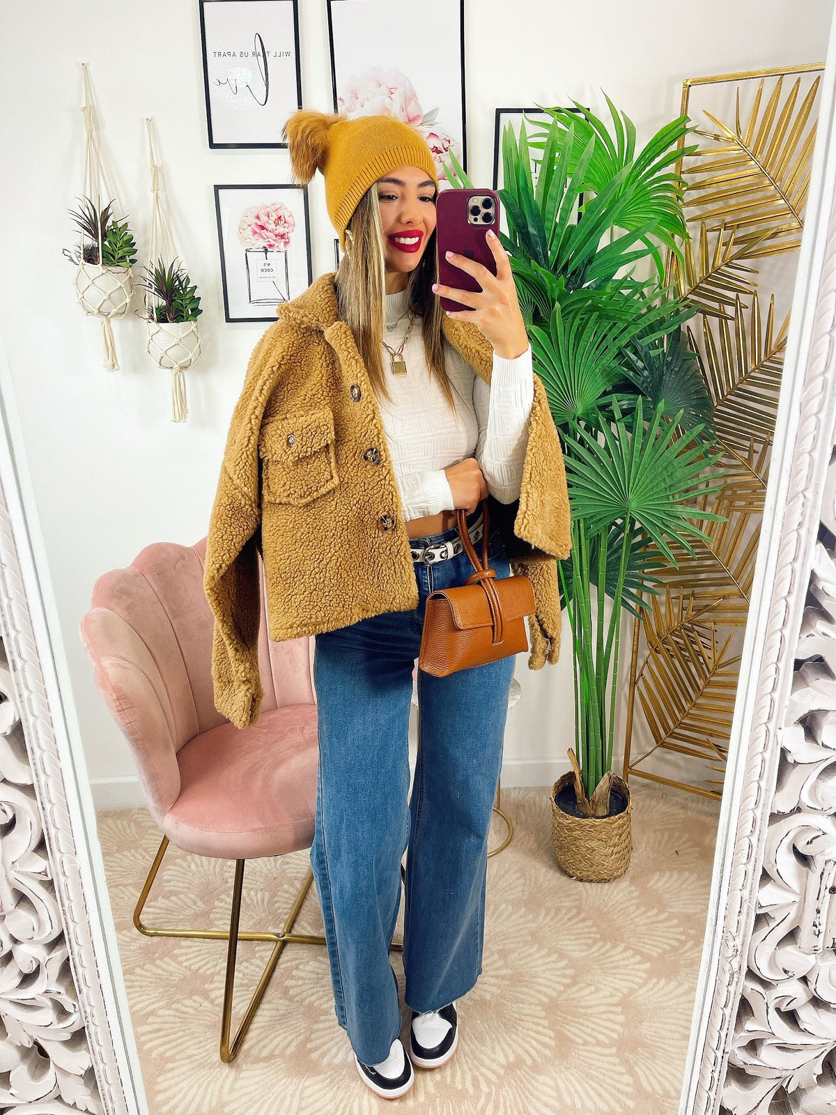 Cappotto corto Teddy camel
