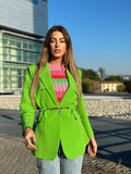 Blazer verde fluo con cintura