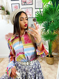 Camicia etnica dettaglio fucsia con borsetta