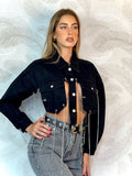 Giacca in jeans nero con frange