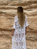 Pareo/kimono lungo in pizzo bianco