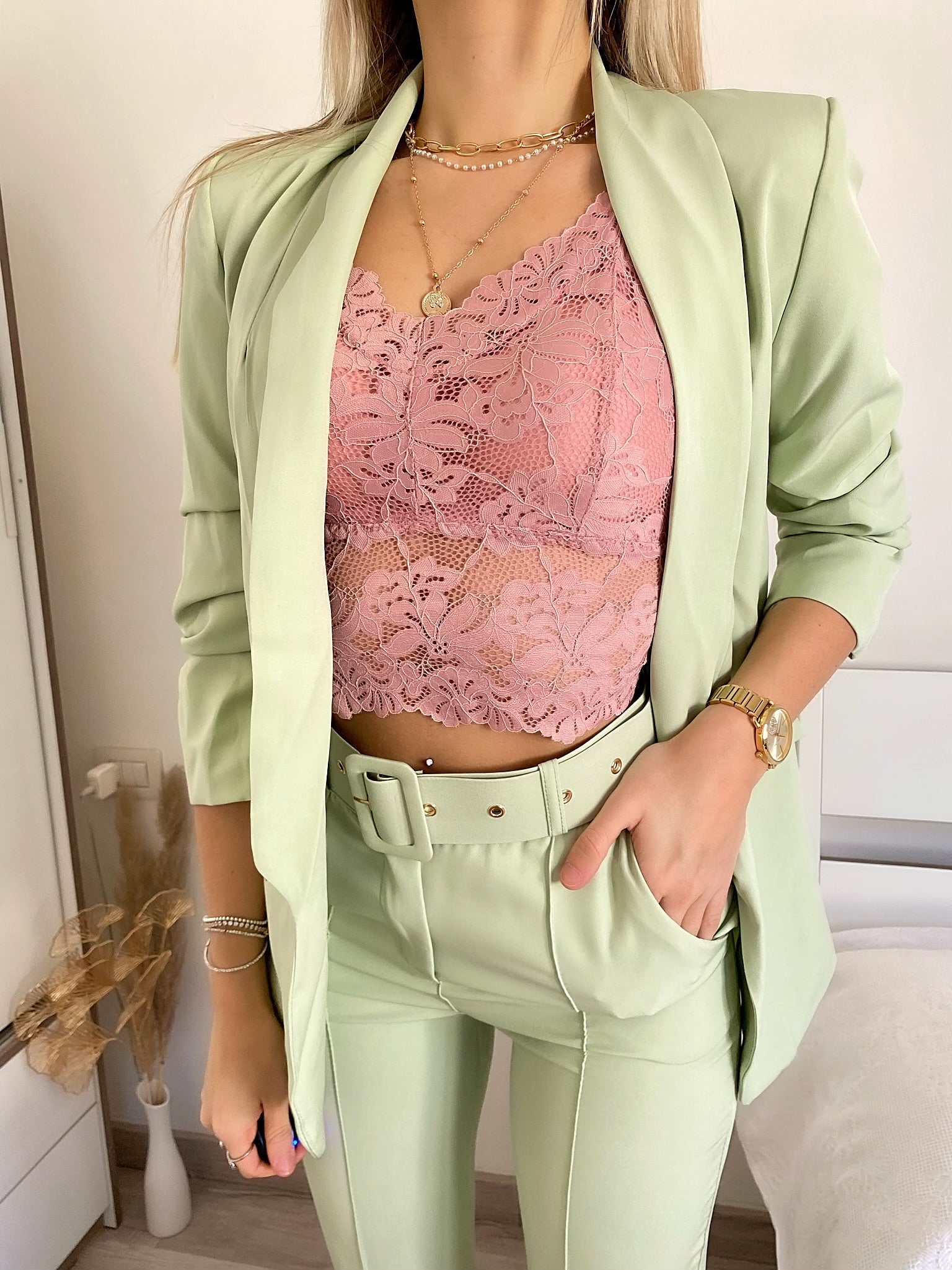 Completo giacca e pantalone menta