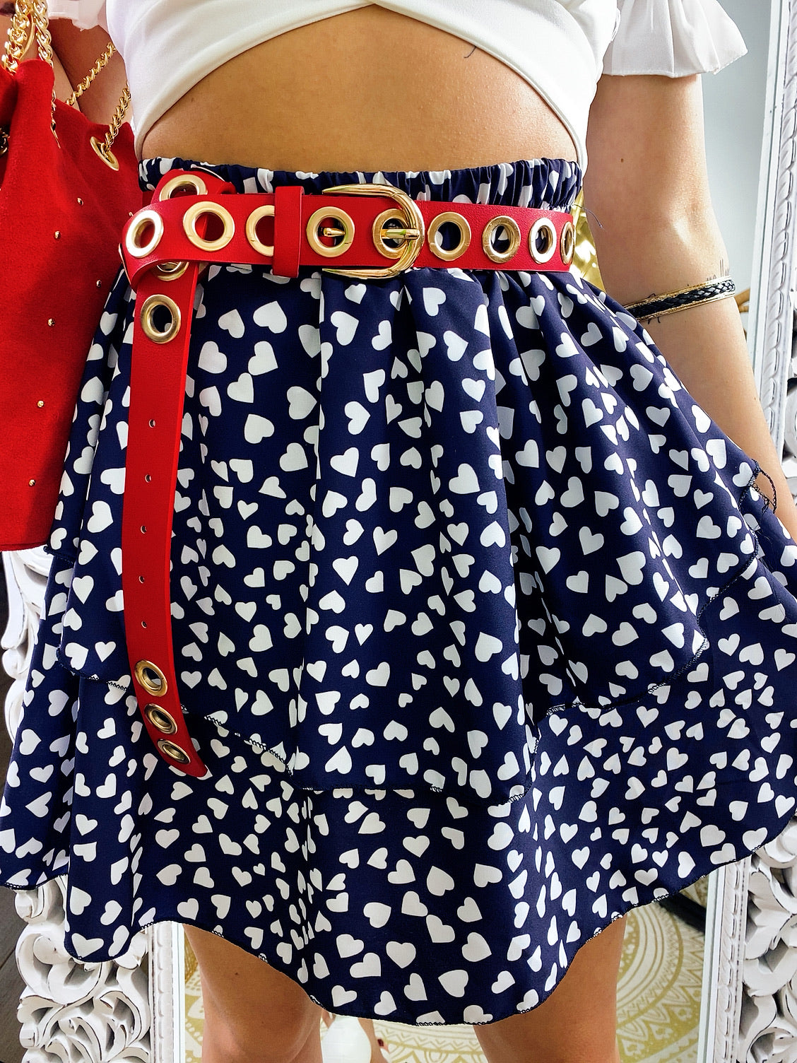 Gonna con balza e cuori