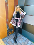 Cardigan Rosa Angel con frange e cinta