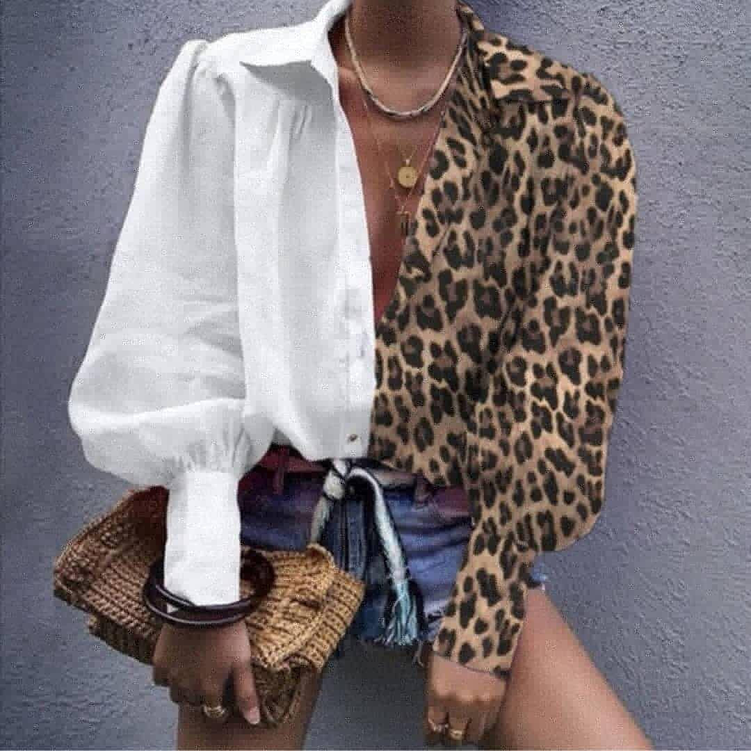 Camicia animalier bicolore