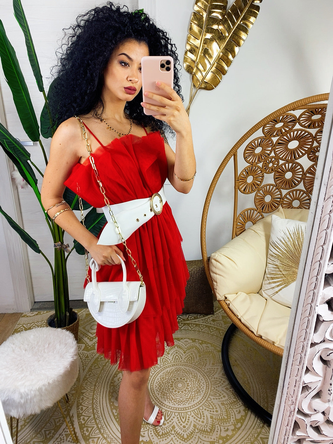Abito a balze rosso Venere