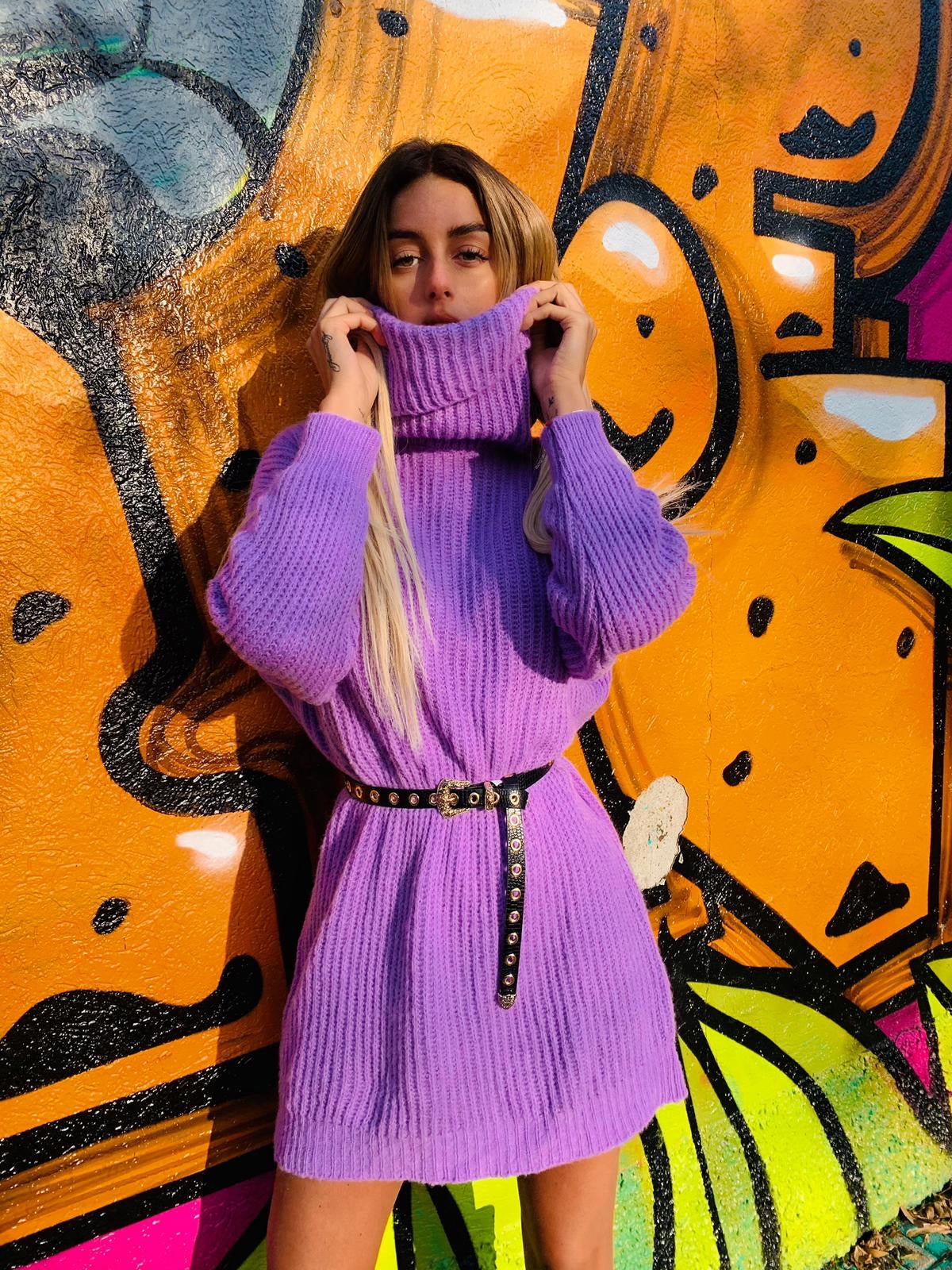 Abito in lana lilla