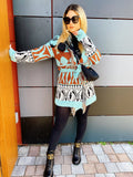 Cardigan Verdeacqua con frange e cinta
