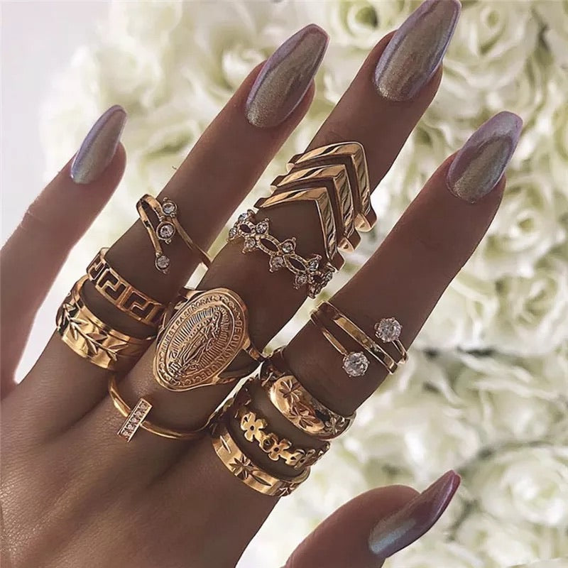 Set anelli gold influencer