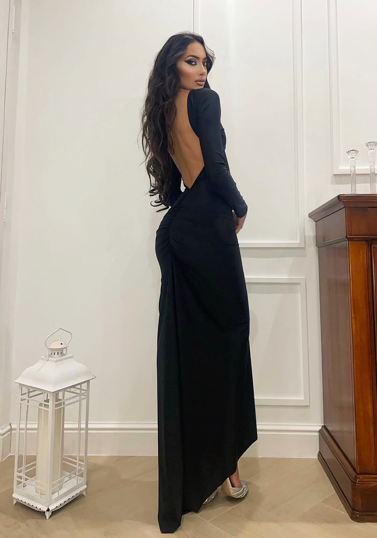 Abito lungo schiena aperta e push up