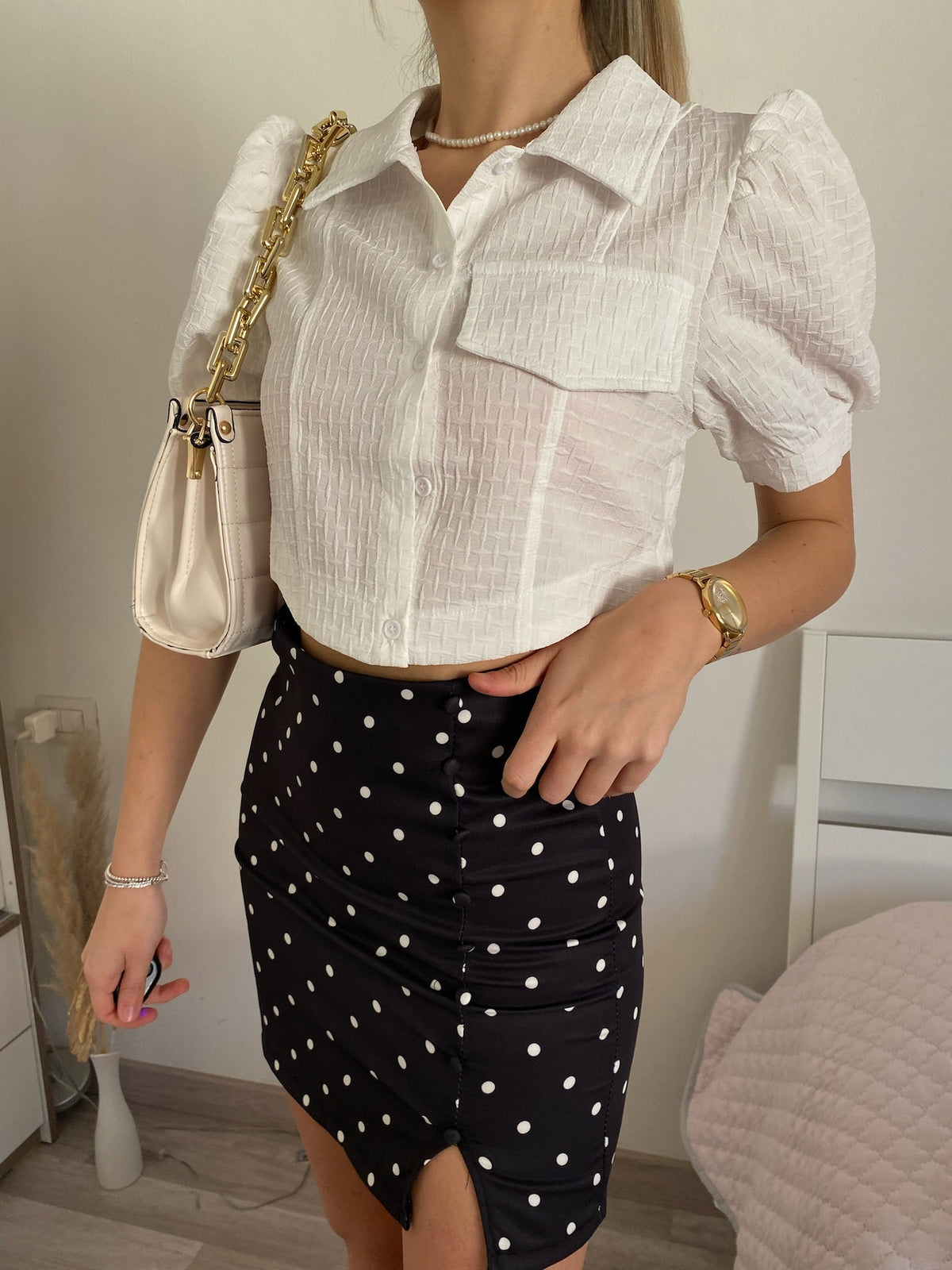 Camicia crop bianco