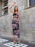 Completo top e gonna in tulle fumè