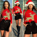 Maglione con renna Rosso