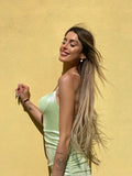 Abito menta con incrocio e push up
