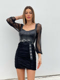 Abito in ecopelle e tulle