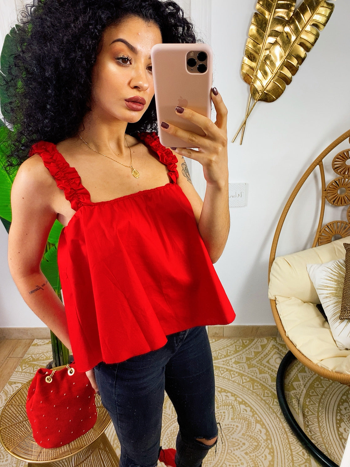 Top in cotone rosso