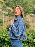 Giaccone di jeans con borchie