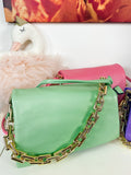 Pochette a mano con catena colori accesi