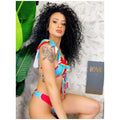 Bikini a righe  Formentera celeste e Fuxia
