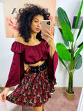 Top in raso manica lunga bordeaux
