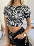 Crop top zebrato manica corta