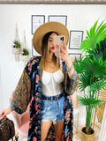 Kimono in seta etnico base nera