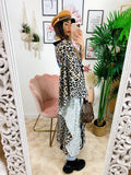 Maxi cardigan a fantasia maculato