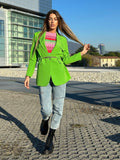 Blazer verde fluo con cintura