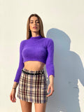 Maglioncino morbidissimo viola schiena aperta