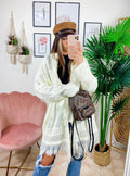Cardigan sfrangiato bianco