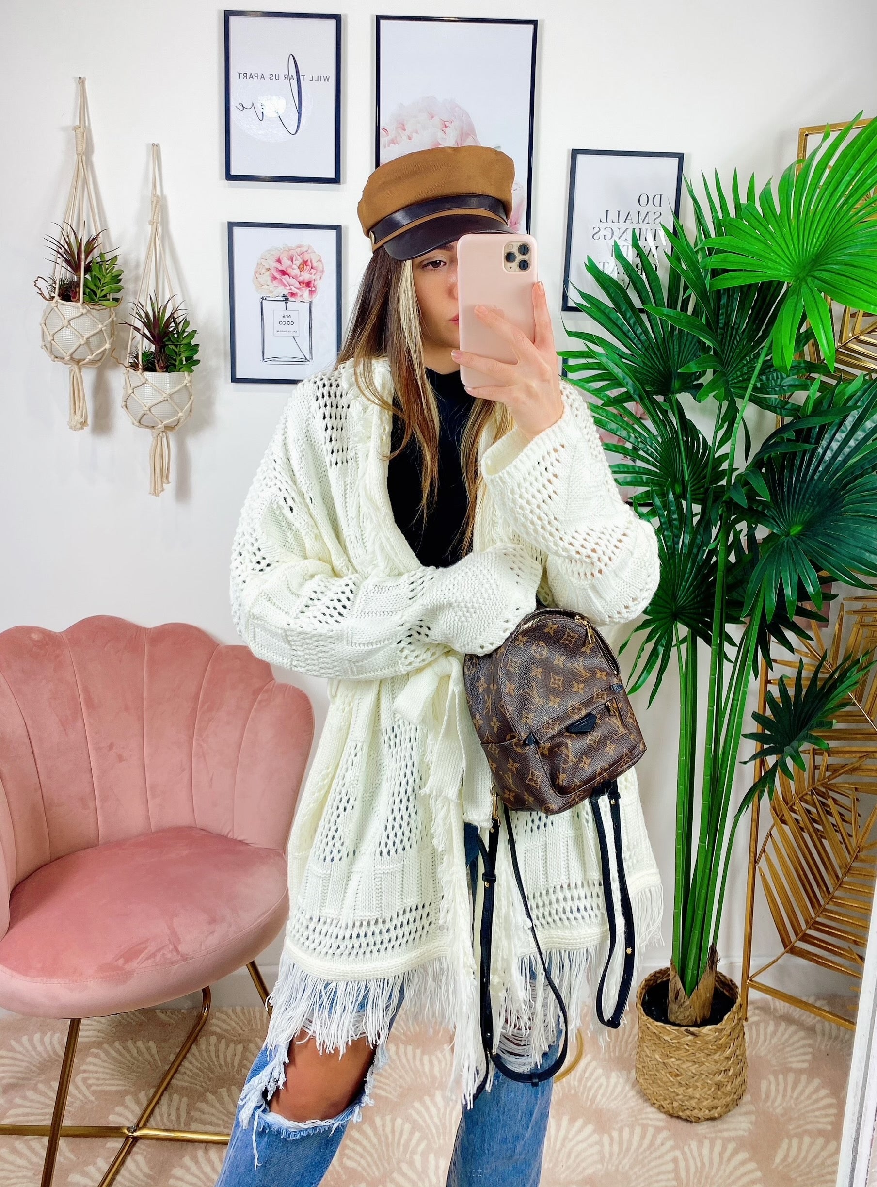 Cardigan sfrangiato bianco
