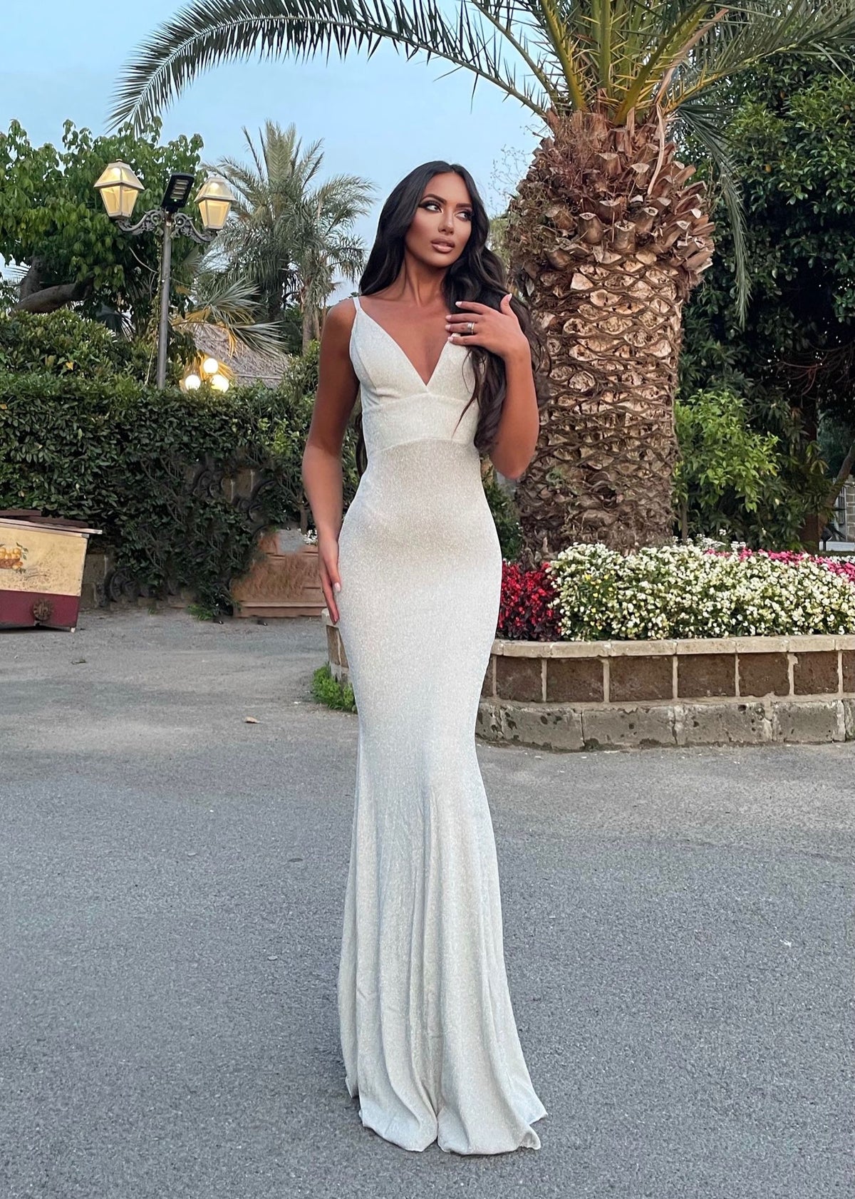 Abito sirena glitter bianco