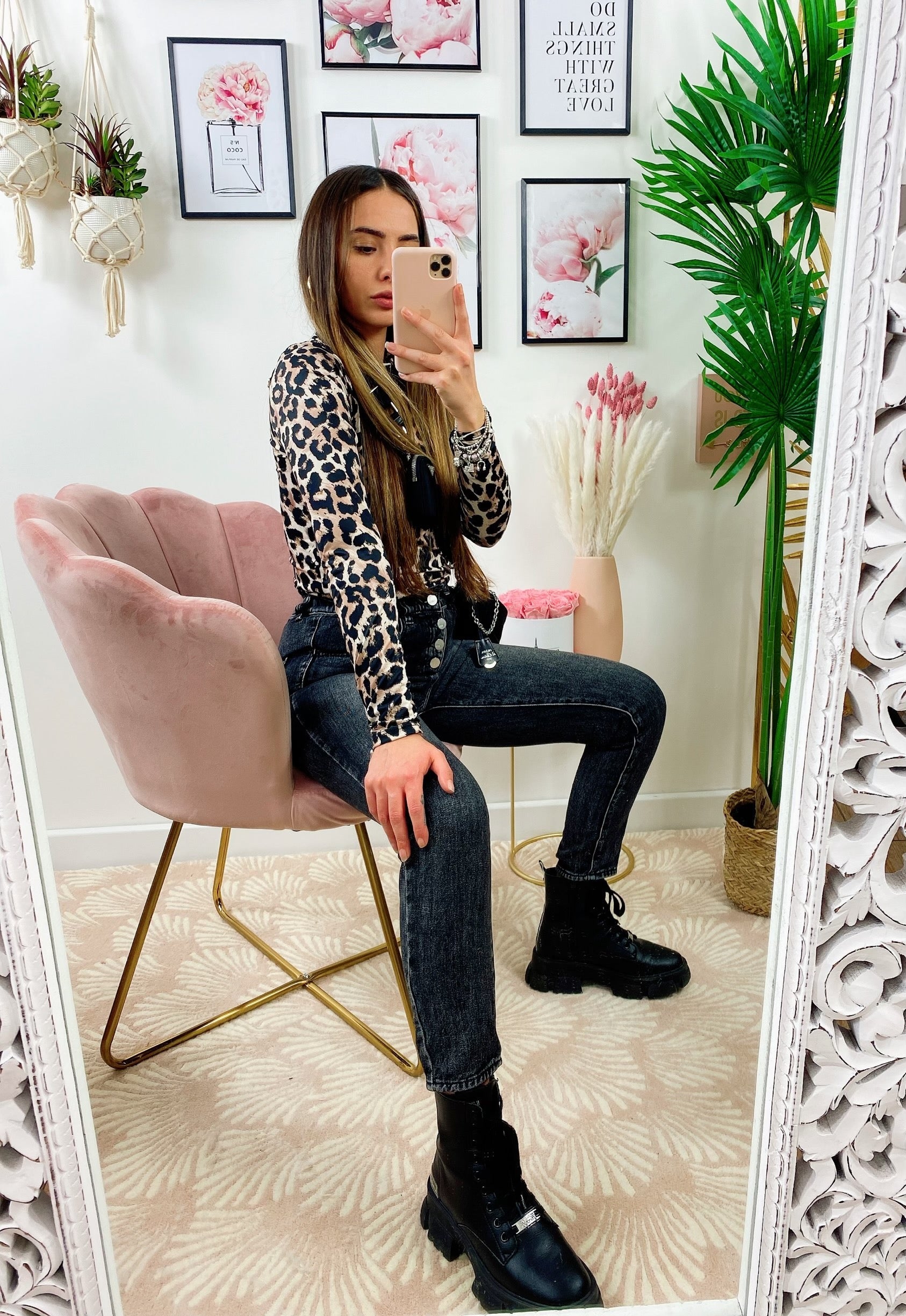 Jeans a vita alta grigio/nero