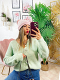 Maglione menta con fiocchi gioiello