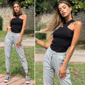 Top con incrocio sul collo nero