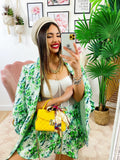 Completo Giacca e Short fiori verdi