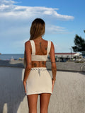 Completo top e gonna beige