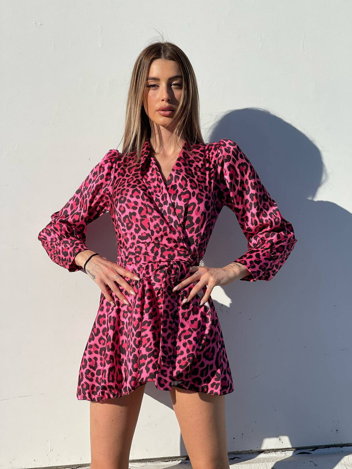 Abito a portafoglio maculato Fuxia