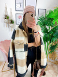 Giacca a quadri Beige con frange