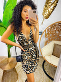Abito in raso trama animalier
