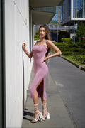 Abito in lurex rosa