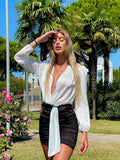 Completo Body bianco e gonna nera
